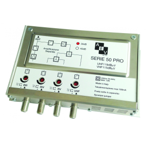 CENTRALINO TV AMPLIFICATORE AUTOALIMENTATO 4 INGRESSI  III-IV-V-UHF 124dBuv CH 21/35 36/60