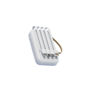 POWERBANK 10000mAh SPECCHIO DISPLAY LED 4 CAVI USB/A+TYPE-C+MicroUSB+LIGHTNING CARICA 2A BIANCA
