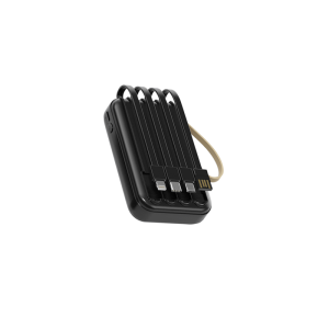 POWERBANK 10000mAh SPECCHIO DISPLAY LED 4 CAVI USB/A+TYPE-C+MicroUSB+LIGHTNING CARICA 2A NERA