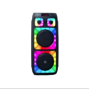 DIFFUSORE ATTIVO 2x8" RICARICABILE RGB MAX 2000W BT FM AUX MIC IN REC USB MEM CARD MICROFONO 9VDC