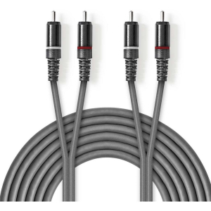 CAVO AUDIO STEREO DA 2X RCA MASCHIO A 2X RCA MASCHIO GRIGIO 1,5MT