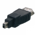 FIREWIRE 400 ADATTATORE FIREWIRE A 4 PIN MASCHIO - FIREWIRE A 6 PIN FEMMINA NERO