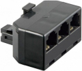 ADATTATORE T, NERO, PROTEZIONE ANTIPOLVERE - SPINA RJ11/RJ14 (6P4C) > 3 PRESE RJ11/RJ14 (6P4C)