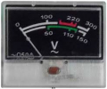 Voltmetro analogico da pannello 300VAC con quadrante nero