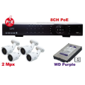 KIT NVR POE 8CH-1080P+4 Telec. 2MPX 3.6mm+HDD 1T WD Purple(75.IPN1008+75.IP280315P3W+82.HDP1000)