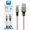 CAVO USB Type-C 1MT CAVO IN CORDA BIANCO CON CONNETTORI IN ALLUMINIO 2.1A CU16