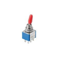 DEVIATORE MINIATURA A LEVETTA ON/-/ON 3A 250VAC 6 CONTATTI A SALDARE COPERTURA IN GOMMA ROSSO