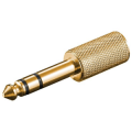 Goobay Adattatore cuffie, jack AUX da 6,35 mm a 3,5 mm, struttura in oro, Spina 6,35mm (3-pin, stereo) , Blister di falda - Spina 6,35mm (3-pin, stereo) > Presa 3,5mm