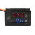 VOLTMETRO AMPEROMETRO DA PANNELLO 100VDC 50A SHUNT DIAMETRO ROSSO BLU