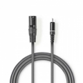 Cavo Audio XLR | Maschio a 3 pin XLR - Maschio RCA | 1,5mt | Grigio