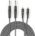 CAVO AUDIO 2 JACK 6,35mm MONO MASCHIO 2 RCA MASCHIO 3mt NEDIS