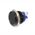 PULSANTE IN ALLUMINIO NERO 16MM TESTA PIATTA 2 CONTATTI A VITE IP65 36VAC 3A