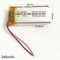 BATTERIA 3,7V 540mAh LiPo PIATTE 802040