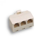 ADATTATORE TELEFONICO DA SPINA PLUG 6/4c A 3 PRESE PLUG 6/4c AVORIO