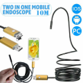 ENDOSCOPIO USB E microUSB FLESSIBILE PER ISPEZIONE 6 LED 10mt CAMERA 5,5mm IP67