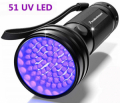 TORCIA ULTRAVIOLETTI 51 LED UV 390400nM 5W   Alluminio IP65