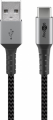 CAVO USB-C a USB-A tessile con tappi metallici (grigio siderale/argento) 3A 2MT GOOBAY