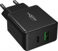 ANSMANN CARICABATTERIA USB A + TYPE-C 3A 20W POWER DELIVERY NERO