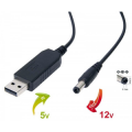 CAVO USB con convertitore DC-DC step-up integrato USCITA 12V 1MT SPINA 5,5X2,5mm