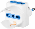 ADATTATORE TRIPLO 10A/16A 3 PRESE BIPASSO SCHUKO BIANCO