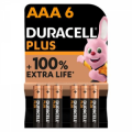 DURACELL PLUS +100% BATTERIA ALKALINA STILO AAA MN2400 BLISTER 6PZ