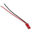 CONNETTORE JST 2 PIN MASCHIO PASSO 2 CON CAVO 15CM ROSSO E NERO 26AWG 0,25MM