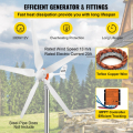 TURBINA EOLICA AD ASSE ORIZZONTALE 500W 12V 5 PALE IN NYLON CON REGOLATORE MPPT