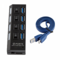 HUB USB 3.0 4 PORTE FINO 5GBSec CON INTERRUTTORI