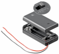 PORTABATTERIA 2xAA UM3 STILO CHIUSO CON FILI E INTERRUTTORE