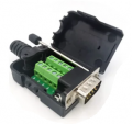 CONNETTORE DB D-SUB MASCHIO 9 PIN CON CALOTTA E MONTAGGIO A VITE