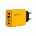 CARICATORE DA MURO 2 USB/A 3.0 + 2 USB TYPE-C PD GIALLO 120W