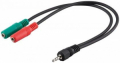 CAVO AUDIO ADATTATORE JACK 3,5 MM, 0.3 M, NERO,SPINA 3,5 MM (4-PIN, STEREO) > 2 PRESE 3,5 MM (3-PIN, MONO)