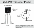 2N3819 TRANSISTOR J-FET N-CHANNEL 2N3819 TO-92 25V 10mA